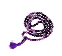 DENMOUS Ágata natural certificada Jaap Mala 108+cuentas gurú semipreciosas joyería de moda Reiki positividad buena suerte amor abundancia salud riqueza prosperidad violeta 6Mm-B08THF8T, S, Gema