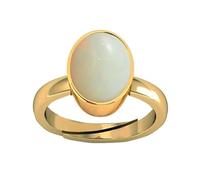 DENMOUS Anillo ajustable chapado en oro de 16 ratti de 15 quilates, calidad natural Aa++, ópalo de fuego blanco Panchdhatu, chapado en oro, para hombres y mujeres--B0BWNJNZ11