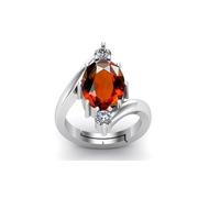 DENMOUS Anillo ajustable chapado en plata de 14,25 ratti / 13,00 quilates con certificado natural de hesonita/granate/gomed piedra preciosa suelta chapado en plata, tamaños entre 15 y 28 para hombres