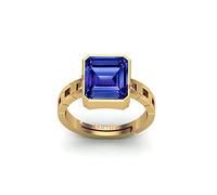 DENMOUS Anillo ajustable de oro Neelam de 15,25 ratti de 14,25 quilates, sin calefacción, certificado sin calor, calidad Aaa+, zafiro azul natural, oro Neelam, para mujeres y hombres, S-B0BC46XKDNM, S