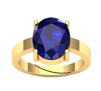 DENMOUS Anillo ajustable de oro Neelam de zafiro azul natural de calidad Aa de 4,25 ratti de 3,50 quilates, certificado sin calentar, sin tratar, para mujeres y hombres, S-B0CYTBMS-00