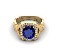 DENMOUS Anillo ajustable de oro Neelam de zafiro azul natural de calidad Aaa+ de laboratorio de 15.00 quilates de 14.00 quilates, con piedras preciosas ajustables para mujeres y hombres, S-B0BLG9R3