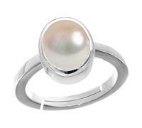 DENMOUS Anillo ajustable de plata astrológica 100% certificado Pearl Moti de 6,25 Ratti de 5,50 quilates para hombres y mujeres -B0C4Q62VDN