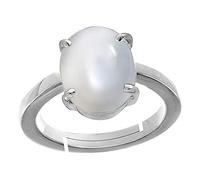 DENMOUS Anillo ajustable de plata con ópalo de fuego blanco natural de 12 ratti / 11,25 quilates con certificado de laboratorio-B0BBV669-DNM