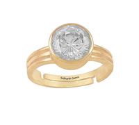 DENMOUS Anillo astrológico ajustable chapado en oro con circonita blanca natural de 2,50 quilates para hombres y mujeres, calidad Aa+, certificado por laboratorio, B099PVMD-DMS, S, Gema
