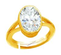 DENMOUS Anillo astrológico/propósito ajustable de 9,25 ratti de 8,00 quilates, piedra de circonita blanca natural, chapado en oro, para hombres y mujeres, calidad Aa+, B0CCK41SDN