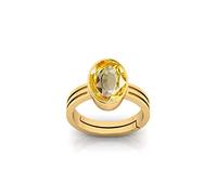 DENMOUS Anillo chapado en oro con zafiro amarillo natural Pukhraj de calidad A+ de 4,25 ratti de 3,00 quilates, certificado sin calefacción, para mujeres y hombres |1078|-B0C81TG1DNM