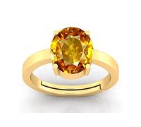 DENMOUS Anillo chapado en oro de 7,25 ratti de 6,15 quilates, sin calentar, sin tratar, calidad Aaa++, zafiro amarillo natural, chapado en oro, para mujeres y hombres, S-B0C53FG5-DNM