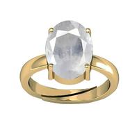 DENMOUS Anillo chapado en oro de zafiro blanco de 11,25 ratti de 10,00 quilates, certificado en laboratorio, piedra preciosa suelta certificada por Pukhraj, anillo ajustable, B0CXMCTNDN