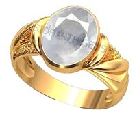 DENMOUS Anillo chapado en oro de zafiro blanco natural certificado de 7,25 ratti/6,50 quilates-B0CDQ13QDN