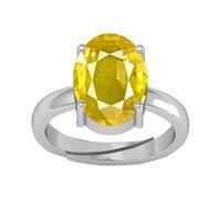 DENMOUS Anillo chapado en plata con zafiro amarillo natural de calidad A+ de 8,25 ratti de 7,75 quilates, para mujeres y hombres, S-B0CXM9P3-1D