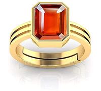 DENMOUS Anillo de 5,25 ratti / 4,25 quilates natural certificado hesonita/granate/gomed piedra preciosa suelta chapado en plata, tamaños ajustables entre 15 y 28 para hombres y mujeres S-B093LPZY-1