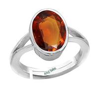 DENMOUS Anillo de 6,25 ratti / 5,00 quilates natural certificado hesonita/granate/gomed piedra preciosa suelta chapado en plata, tamaños ajustables entre 15 y 28 para hombres y mujeres, S-B08TF2YF-AMZ