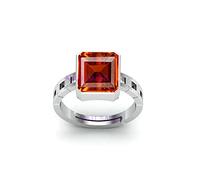 DENMOUS Anillo de 7,25 ratti / 6,25 quilates natural certificado hesonita/granate/gomed piedra preciosa suelta chapado en plata, tamaños ajustables entre 15 y 28 para hombres y mujeres, S-B0BG8WXN-1