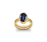 DENMOUS Anillo de alejandrita natural de calidad 13.00 Ratti A+ certificado sin calefacción chapado en oro para mujeres y hombres (certificado de laboratorio) -B0DK7KMYDMS