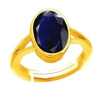 DENMOUS Anillo de compromiso chapado en oro ajustable de zafiro azul natural de 2,63 quilates (Neelam) con piedra preciosa suelta de gran calidad, B0CTQVC1GG