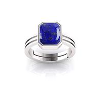 DENMOUS Anillo de piedra preciosa natural de 7,25 quilates, 8,00 ratti lajwart/lapislázuli con certificado de laboratorio-B09KMYZN-DNM