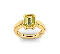 DENMOUS Anillo de piedra preciosa Pukhraj con zafiro amarillo natural de calidad 18.25 Ratti A+ certificado sin calefacción para mujeres y hombres (certificado de laboratorio) -B0C2J3XQ, S, Gema