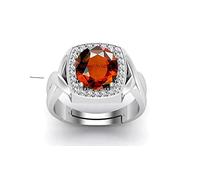 DENMOUS Anillo de plata ajustable de 9,00 quilates, certificado A+, calidad A+, granate de hesonita natural, piedra preciosa suelta para mujeres y hombres-B09ZL7R6-DNM