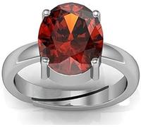 DENMOUS Anillo de plata de 9,25 ratti / 8,21 quilates con certificado natural de hesonita/granate/gomed con piedras preciosas sueltas de plata ajustable entre 15 y 28 para hombres y mujeres S-B0DNN1T2