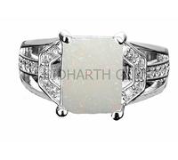 DENMOUS Anillo de plata de ópalo de fuego múltiple de 15,25 ratti /14,00 quilates, certificado natural, ovalado, blanco, piedra preciosa australiana suelta (tarjeta certificada de laboratorio