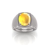 DENMOUS Anillo de zafiro amarillo de 8,25 ratti de 7,00 quilates, certificado Aa calidad natural de zafiro amarillo Pukhraj, anillo para hombres y mujeres, S-B0CV1G3V-M1