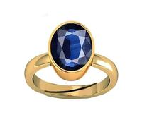 DENMOUS Anillo de zafiro azul 8,25 Ratti 7,40 quilates sin tratar Neelam Natural Ceilán chapado en oro para hombres y mujeres--B0CXM984-DNM