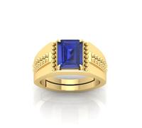 DENMOUS Anillo de zafiro azul de 6,00 quilates, certificado Aaa++, calidad natural de zafiro azul neelam, anillo chapado en oro para hombres y mujeres, S-B0CVSB311