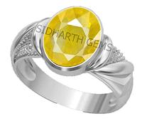 DENMOUS Anillo sin calefacción certificado 11,00 Ratti Calidad Natural Amarillo Zafiro Pukhraj Piedra Preciosa Plata Anillo Ajustable para Mujer y Hombre S-B0BX4D33-01
