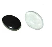 DENMOUS Cabujón de cristal de turmalina negra natural y cuarzo transparente para protección contra la energía negativa y el mal de ojo-B0B5LQLV, piedra preciosa pequeña, Small, Gema