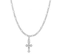 DENMOUS Colgante de cadena de Dios Jesús (colgante con cadena Figaro) para hombres y mujeres de plata pura Señor Isa masih cadena medallón para buena salud y riqueza-psf7179-1, S, Gema