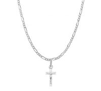 DENMOUS Colgante de cadena de Dios Jesús (colgante con cadena Figaro) para hombres y mujeres de plata pura Señor Isa masih cadena medallón para buena salud y riqueza-psf7090-1, S, Gema