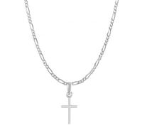 DENMOUS Colgante de cadena de Dios Jesús (colgante con cadena Figaro) para hombres y mujeres de plata pura Señor Isa masih cadena medallón para buena salud y riqueza-psf7178-1, S, Gema