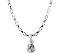 DENMOUS Colgante de cadena de plata de ley (92,5% de pureza) con dios y madre María (colgante con cadena de caja de 55,88 cm) para hombres y mujeres de plata pura con medallón para buena salud y