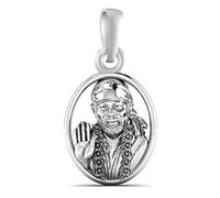 DENMOUS Colgante de plata de ley 92.5 con diseño de Dios Shree Sai Baba para hombres y mujeres, medallón de plata de ley pura para buena riqueza y salud, 525, S, Plata de ley Plata de ley