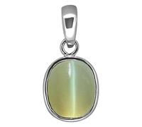 DENMOUS Colgante Ketu chapado en plata de Lehsunia con diseño de ojos de gato naturales de 6,72 quilates y certificado sin calefacción, 7,25 ratti, 6,72 quilates, para mujeres y hombres