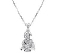 DENMOUS Dios Hanuman - Colgante de cadena (colgante con cadena de ancla, 55,88 cm) para hombres y mujeres, plata pura, medallón de cadena para buena salud y riqueza, mpsa7150-1, S, Gema