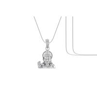 DENMOUS Dios Hanuman - Colgante de cadena (colgante con cadena de serpiente, 55,88 cm) para hombres y mujeres, plata pura, medallón para buena salud y riqueza, mpss7139-1, S, Gema