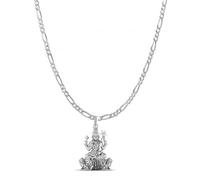 DENMOUS Diosa Maa Kamakshii - Colgante de cadena (colgante con cadena Figaro) para hombres y mujeres de plata pura Señor Ma Kanchi Kamakshi Devi cadena medallón kanchipuram para buena salud y