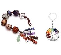 DENMOUS Llavero de árbol de la vida 7 chakras hecho a mano con piedras preciosas naturales siete chakras. Cada piedra tiene su propia especialidad curativa para hombres y mujeres - B0BRNLM8, Small