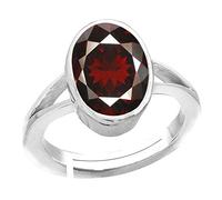 DENMOUS Manu Gems - Anillo de plata ajustable con piedra preciosa suelta para mujeres y hombres, 13,25 ratti, calidad granate de hesonita natural, para mujeres y hombres, S-B09BW3XV-01