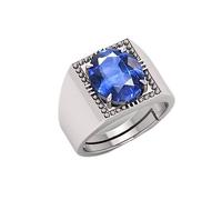 DENMOUS Neelam - Anillo de 4,00 quilates certificado Aa calidad natural de zafiro azul neelam chapado en plata para hombres y mujeres S-B0CW3H9D-01