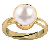 DENMOUS South Sea Pearl - Anillo chapado en oro de 12,25 ratti de 11,50 quilates con perla natural original certificada Moti ajustable astrológica Panchhdhaatu/Ashtadhatu para hombres y mujeres