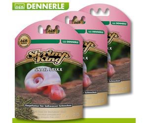 Dennerle 3x 45g Camarón Kingsnail Stixx Alimento Principal Süßwasserschnecke Con