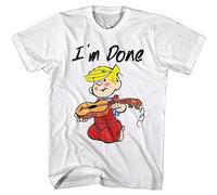 Dennis The Menace Smashed Guitar Men's T Shirt I'm Done Rock Hero Comic Cartoon(Large)