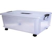 Denox | Caja Jumbo Almacenaje con Tapa y Ruedas | Apilable | Asas Laterales para Fácil Transporte | Sistema de Cierre Hermético | Capacidad 9L | Color Transparente | Medidas (mm): 345 x 240 x 180