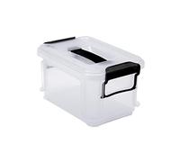 Denox | Caja Mini Almacenaje con Tapa | Apilable | Asas Laterales para Fácil Transporte | Sistema de Cierre Hermético | Capacidad 3L | Color Transparente | Medidas (mm): 250 x 165 x 140