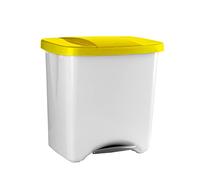 Denox Cubo de Reciclaje con Pedal 50L Amarillo- Contenedor de Basura Ecológico para Cocina - Con Separadores Internos Ajustables, Plástico Resistente y Fácil Limpieza