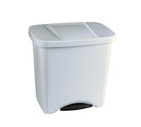 Denox Cubo de Reciclaje con Pedal 50L Blanco- Contenedor de Basura Ecológico para Cocina - Con Separadores Internos Ajustables, Plástico Resistente y Fácil Limpieza