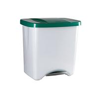 Denox Cubo de Reciclaje con Pedal 50L Verde - Contenedor de Basura Ecológico para Cocina - Con Separadores Internos Ajustables, Plástico Resistente y Fácil Limpieza